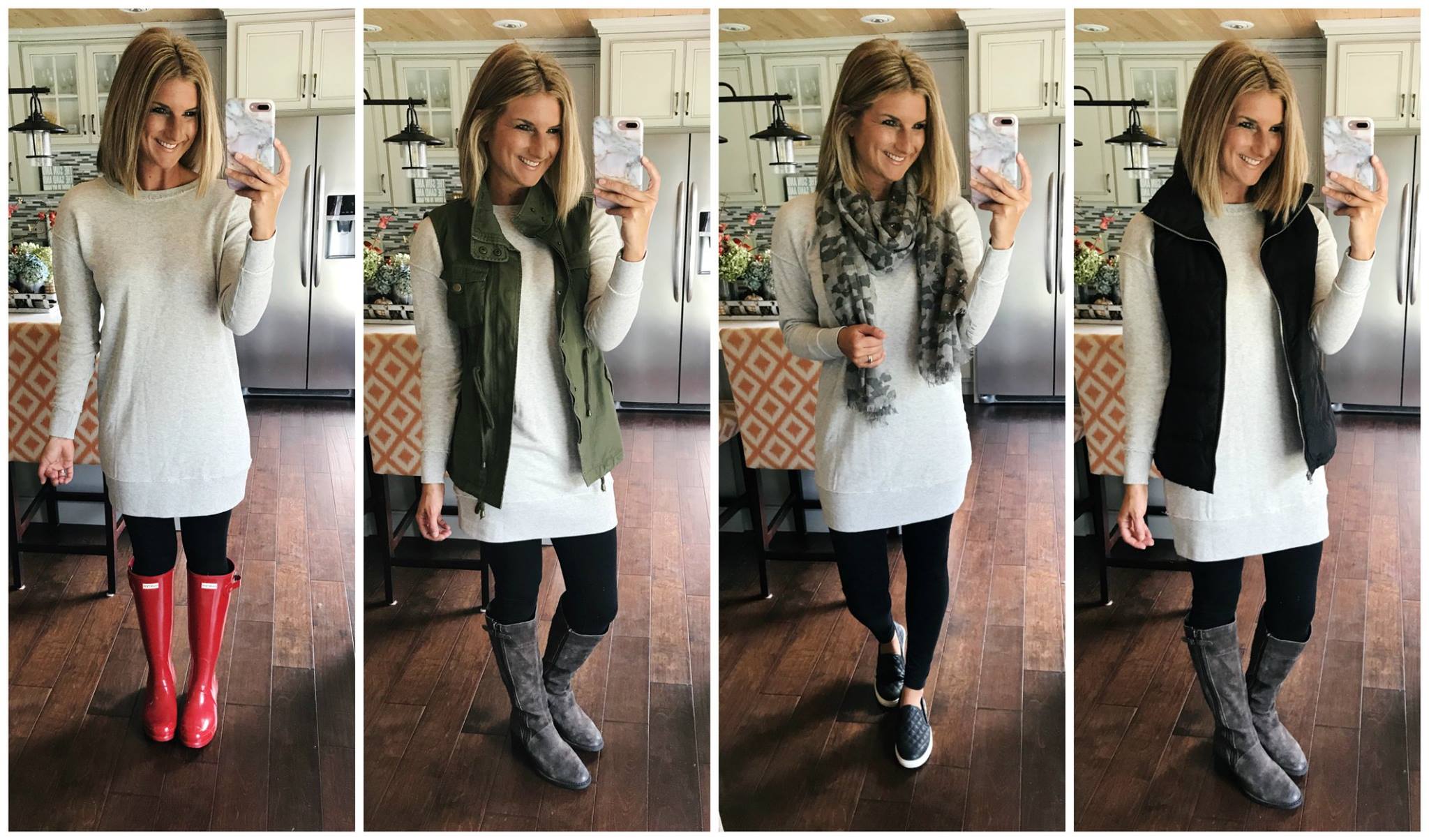 4 ways to style a sweatshirt dress for Fall