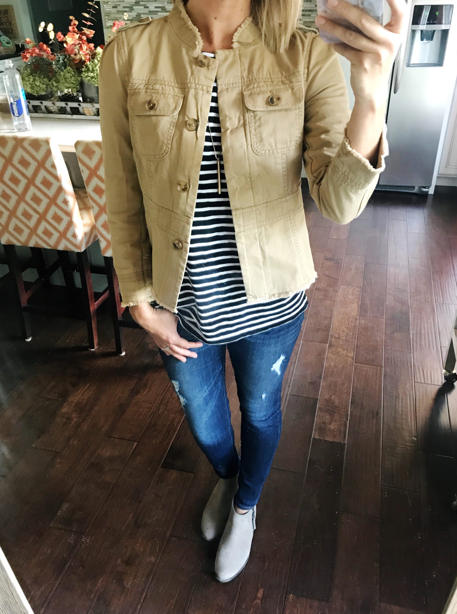 Fall Fashion / Booties + Military Jacket