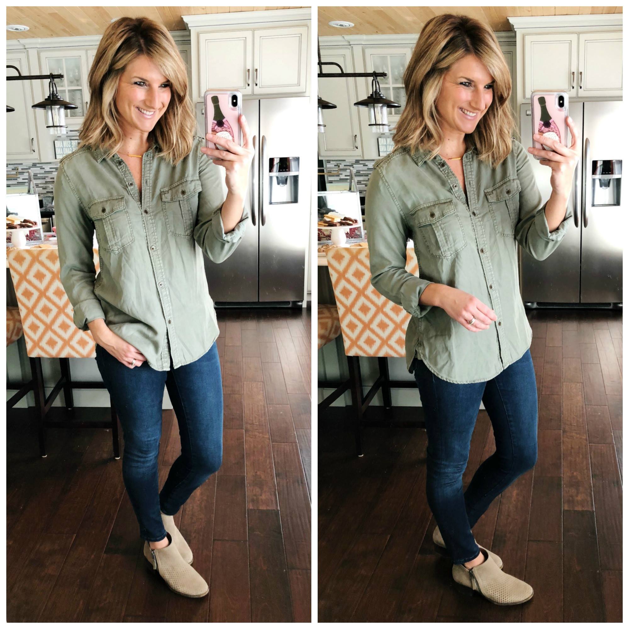 Military Shirt + Jegging + Booties