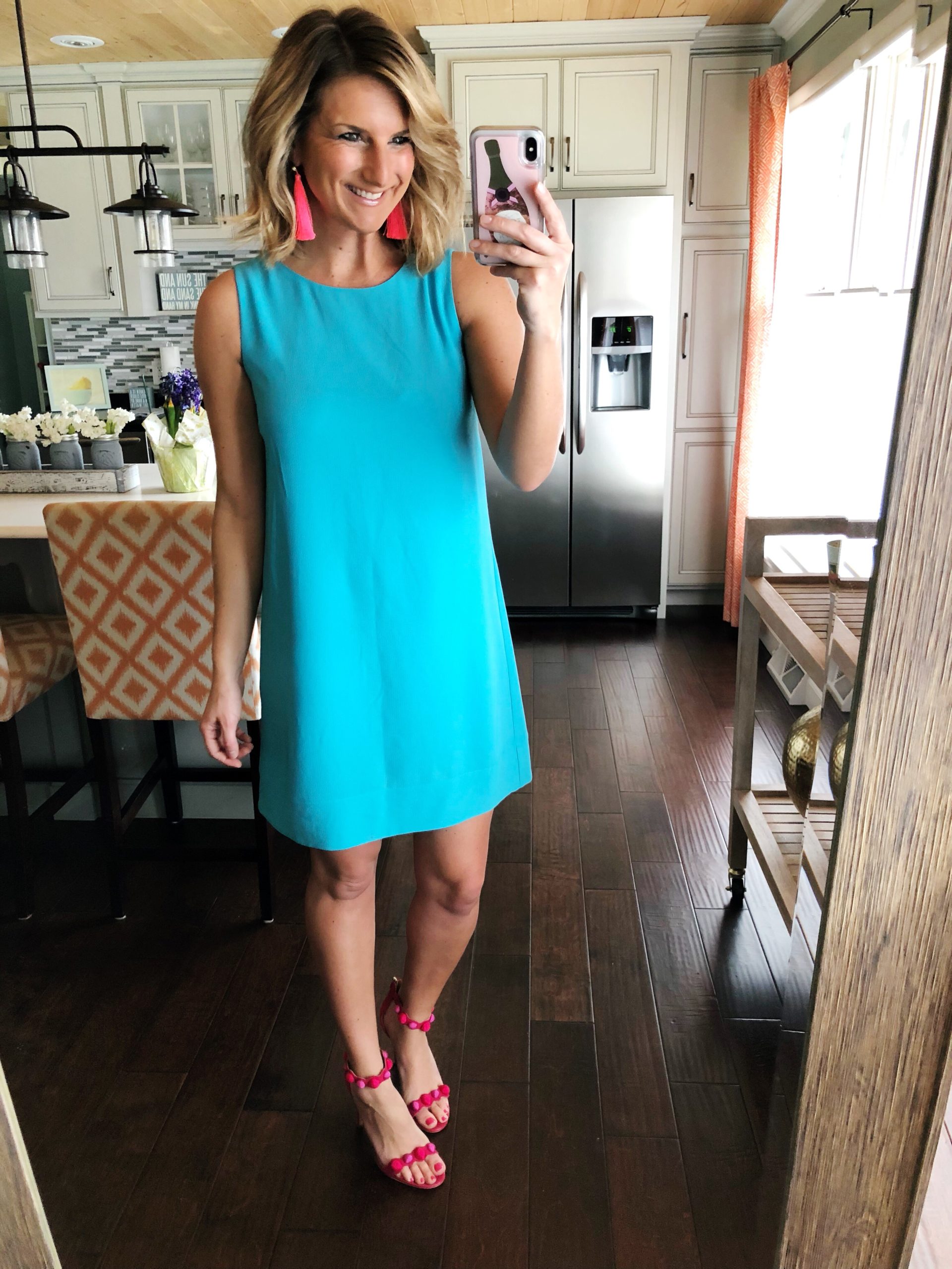 Perfect Summer Dress // Shift Dress + Strappy Sandals + Statement Earrings