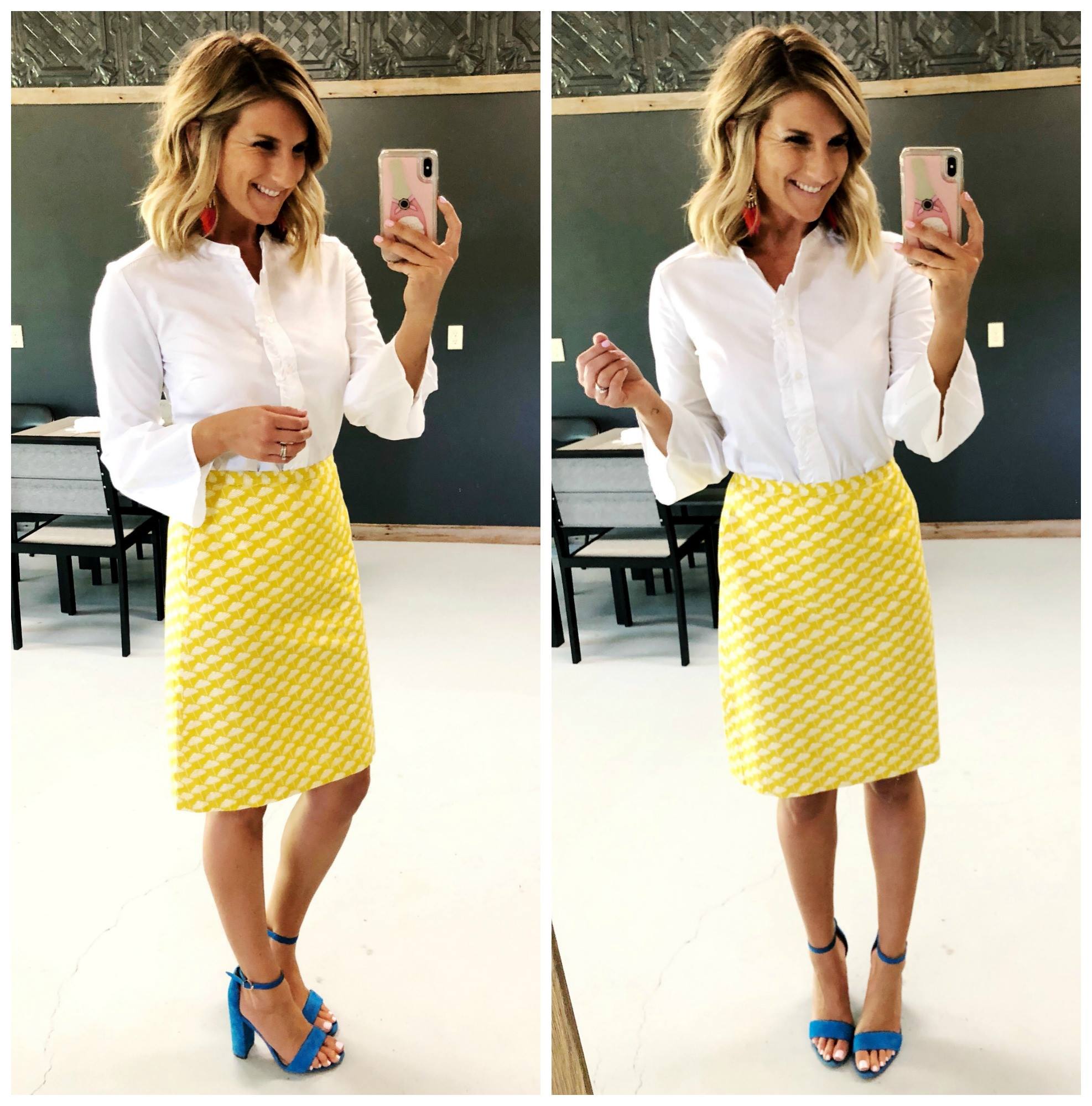 Work Wear // What to wear for work in the Spring and Summer // How to style a printed skirt // Statement heels