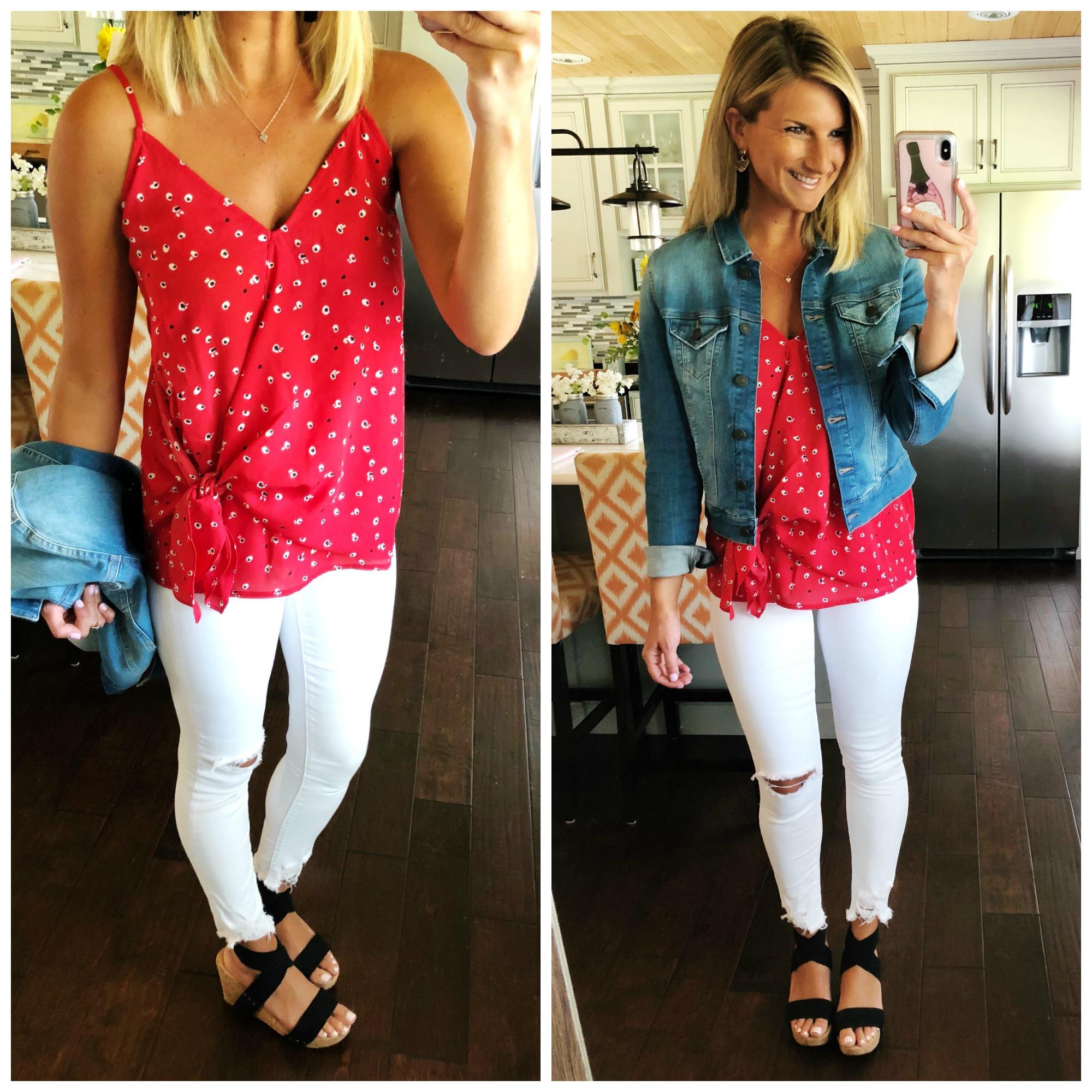 Summer Date Night Outfit // Summer Outfit // White Jeans Outfit // Denim Jacket 