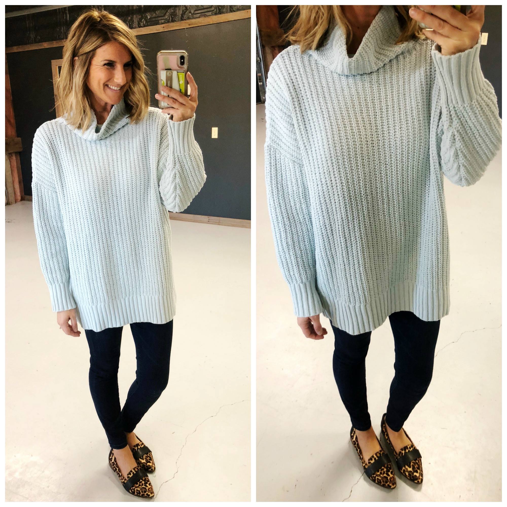 Oversized Sweater // Turtleneck Sweater // Pull On Skinny Jeans // Winter Fashion // Casual Winter Style