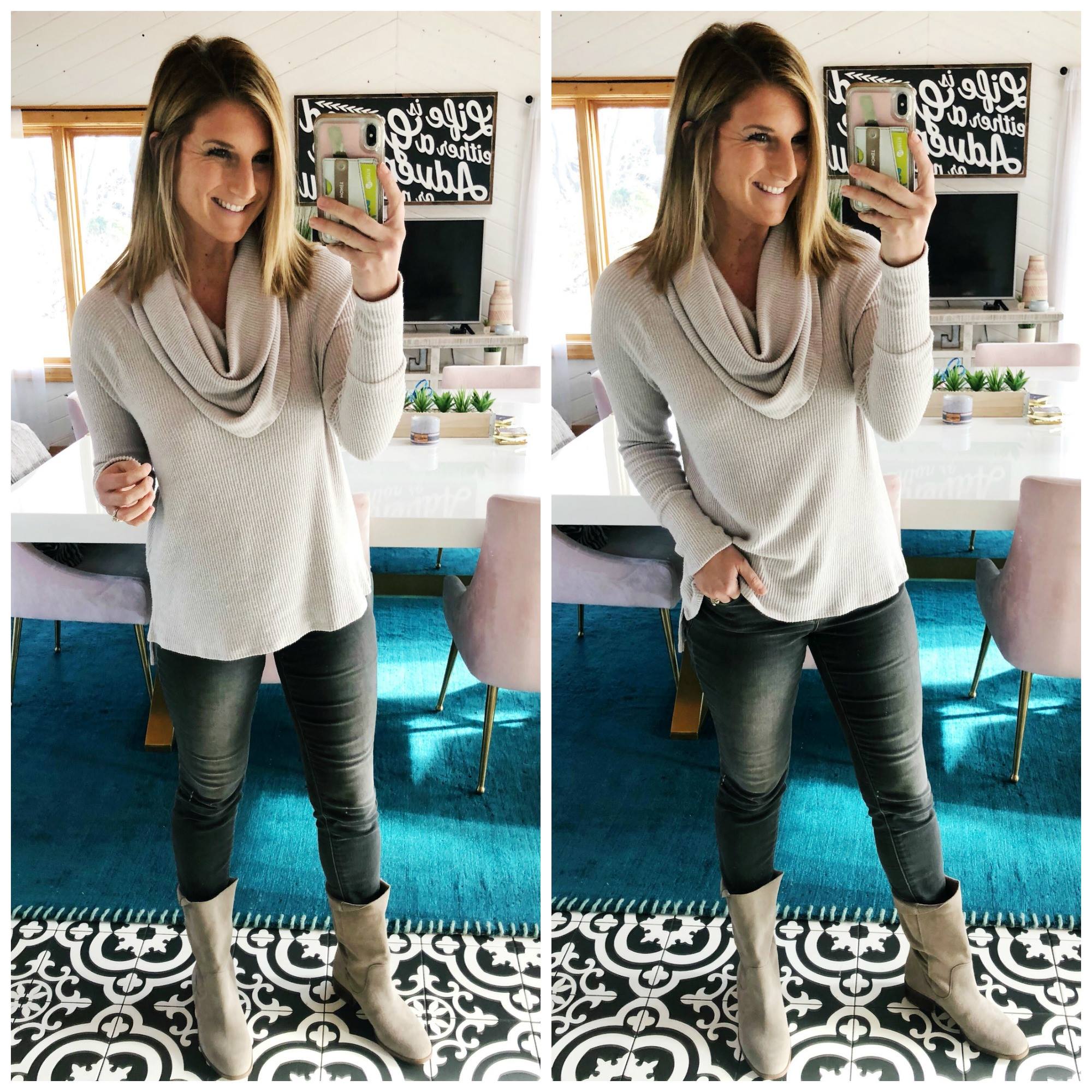 Slouchy Boot // Mid Calf Boot // Winter Style // Winter Fashion // Tunic and Jeans // Sole Society