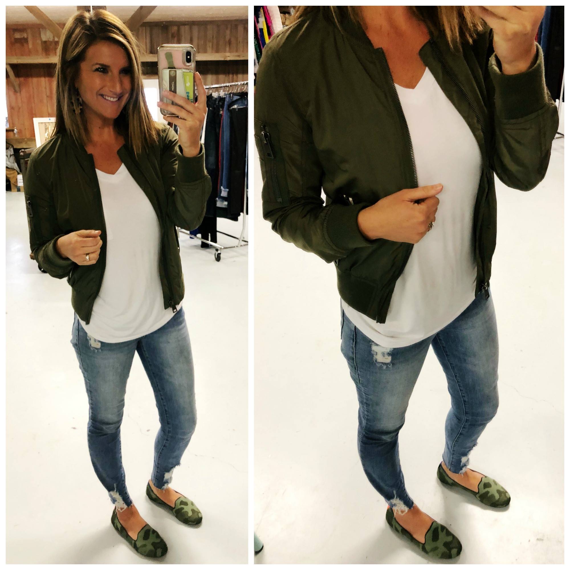 How to Style a Bomber Jacket // Amazon Fashion // Amazon Finds // Camo Loafers // Rothys Loafers