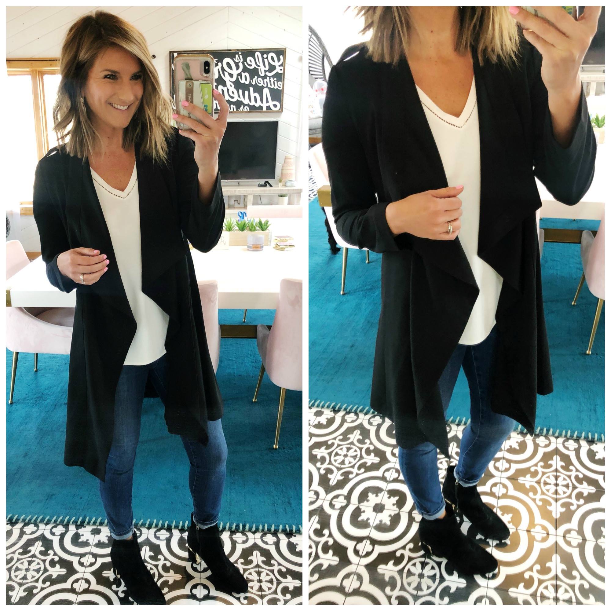 Transitional Outfit // Spring Outfit // Drape Front Jacket 
