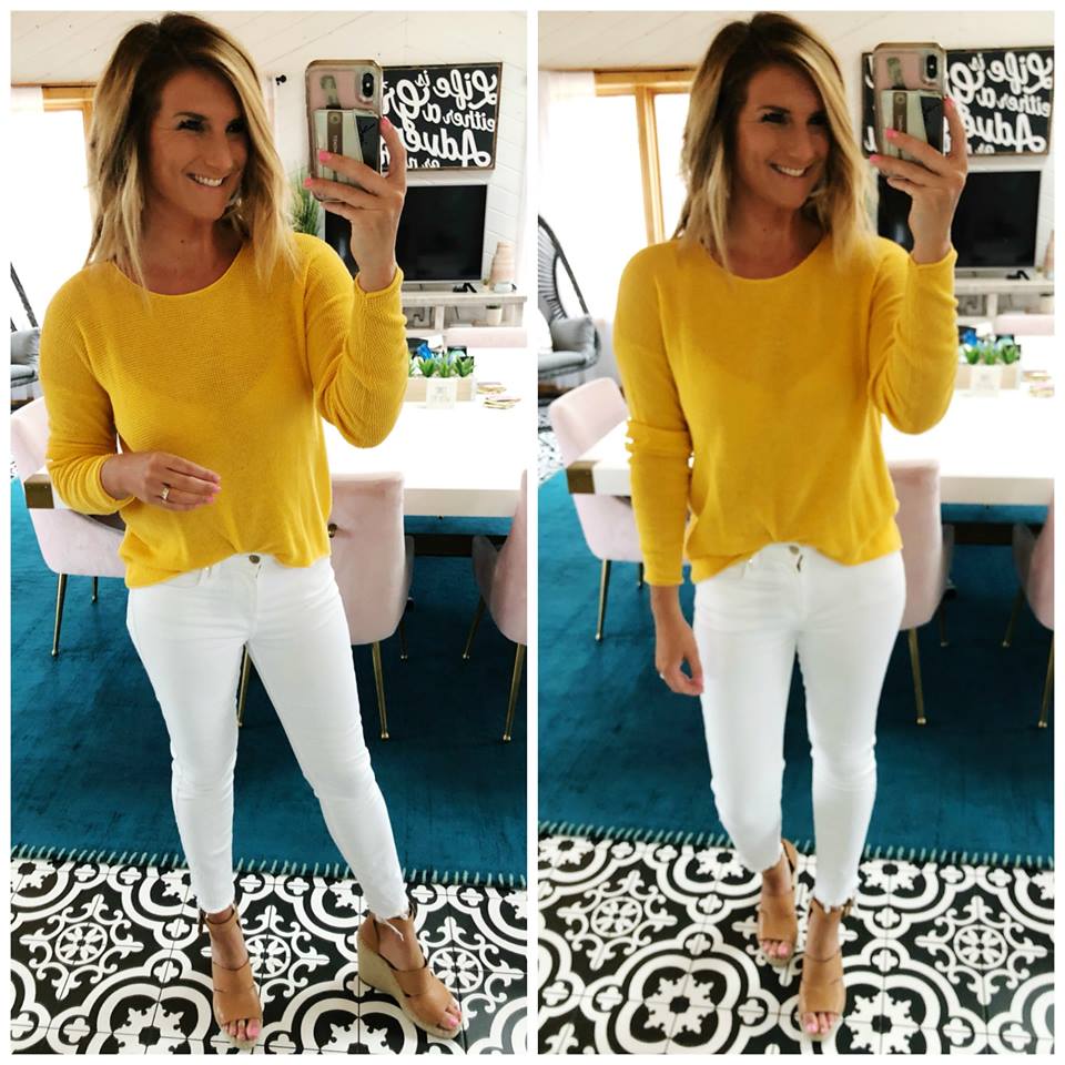 Lightweight Spring Sweater // How to Style White Jeans // What to Wear with White Jeans