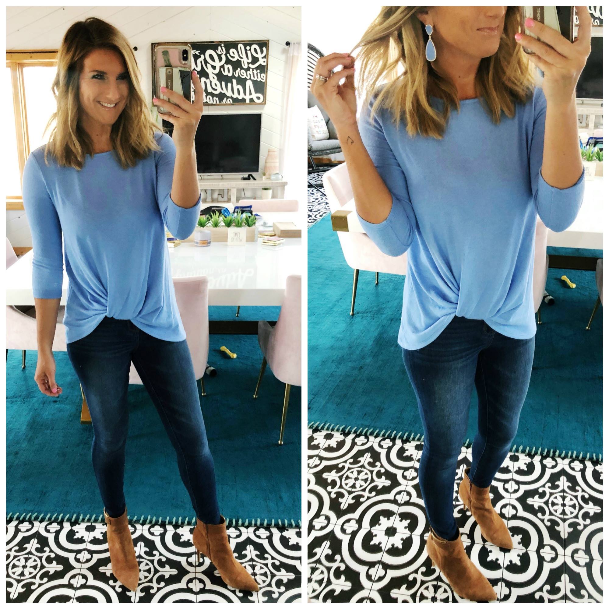 How to Style a Twist Front Top // Spring Top // Transitional Top