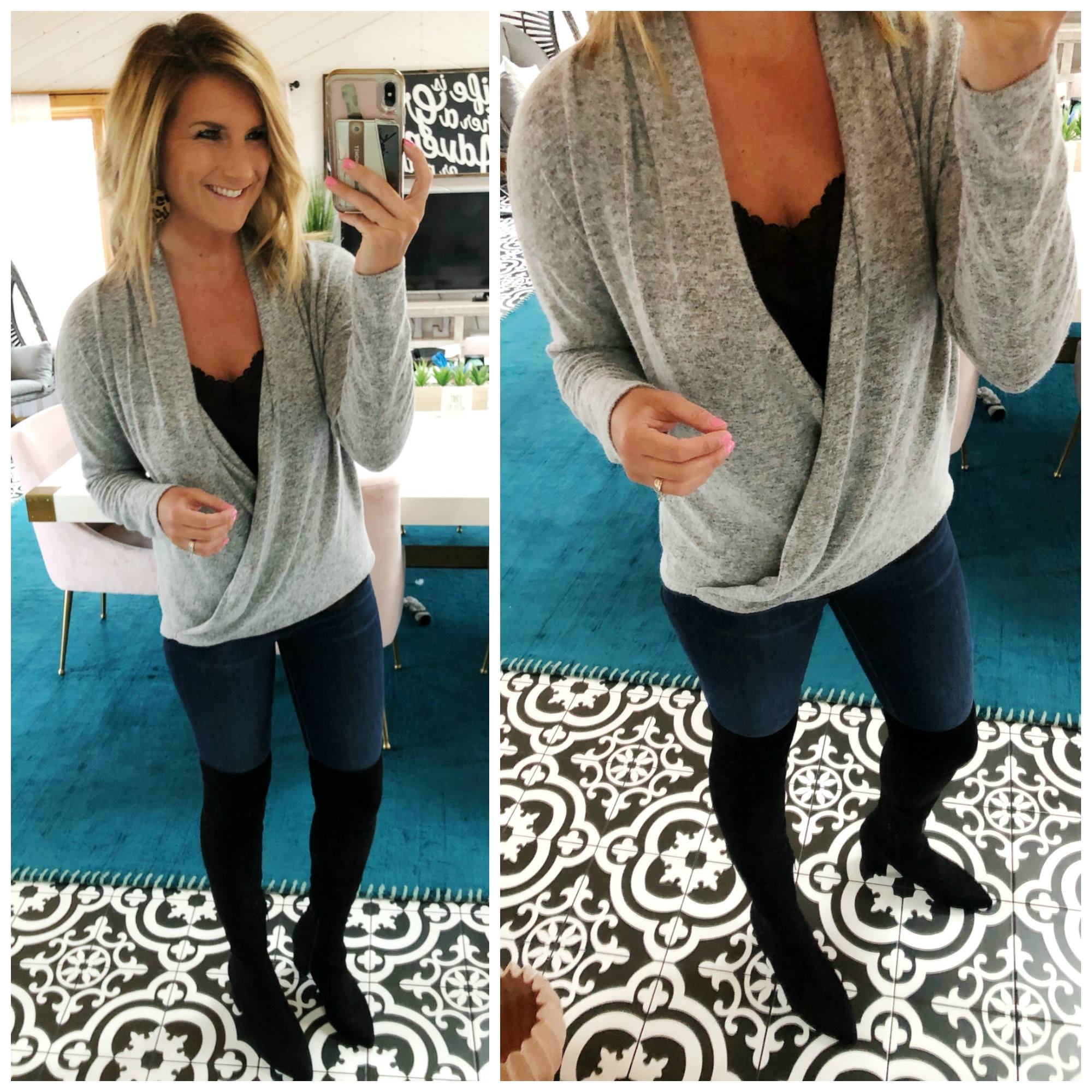 Faux Wrap Top // Transitional Outfit // Date Night Outfit // Cute and Casual Outfit 