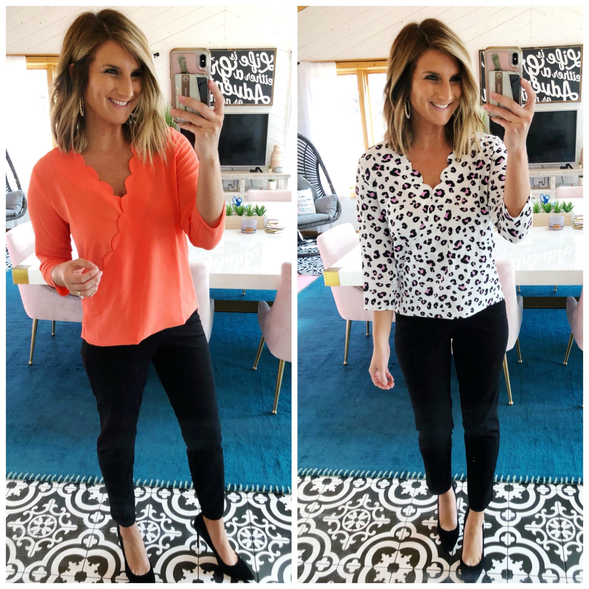 Scalloped Top for Work // Spring Work Outfit // Nursing Friendly Top for Work