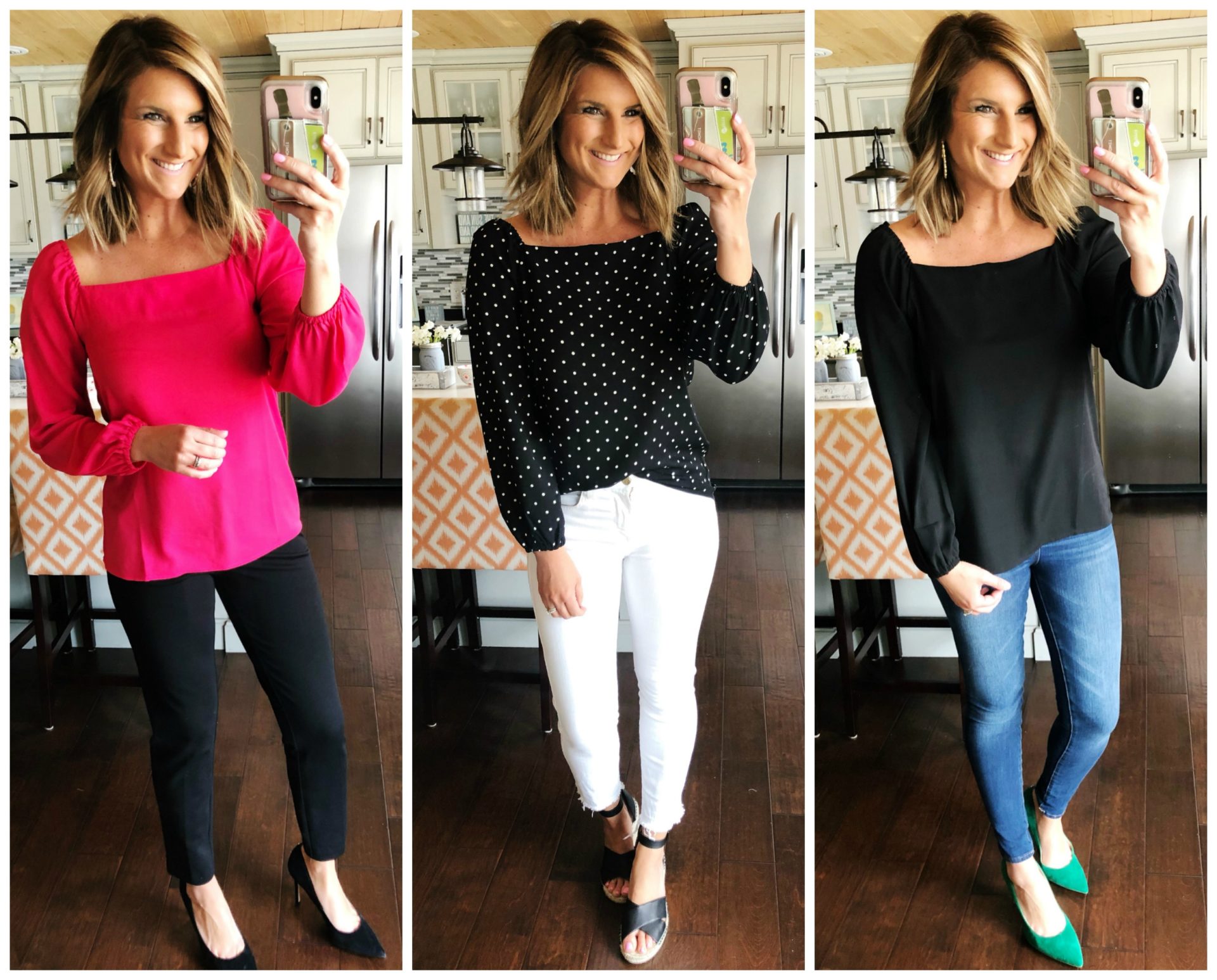 Versatile Top for Work and Date Night // Three Different Ways to Style a Top // Comfortable Heels for Work