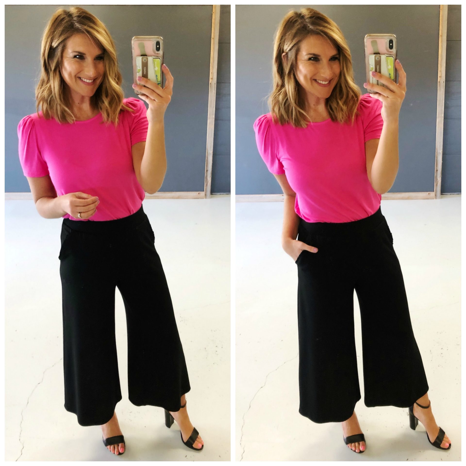 What to wear to work in the Spring // How to style Wide Leg Cropped Pants // Work Wear
