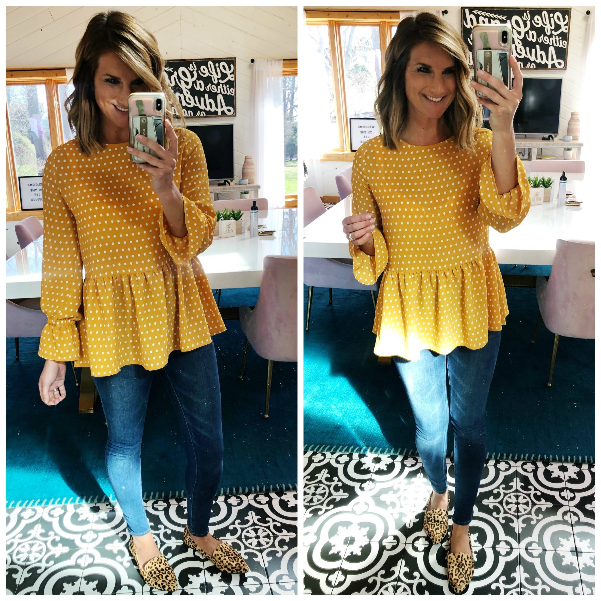How to style a peplum top // Transitional Outfit // What to wear with leopard flats