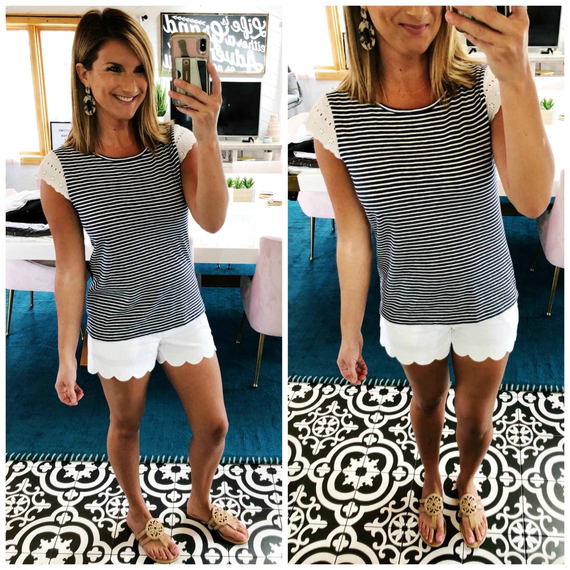 Eyelet Top // Scalloped Shorts // White Shorts // Summer Outfit