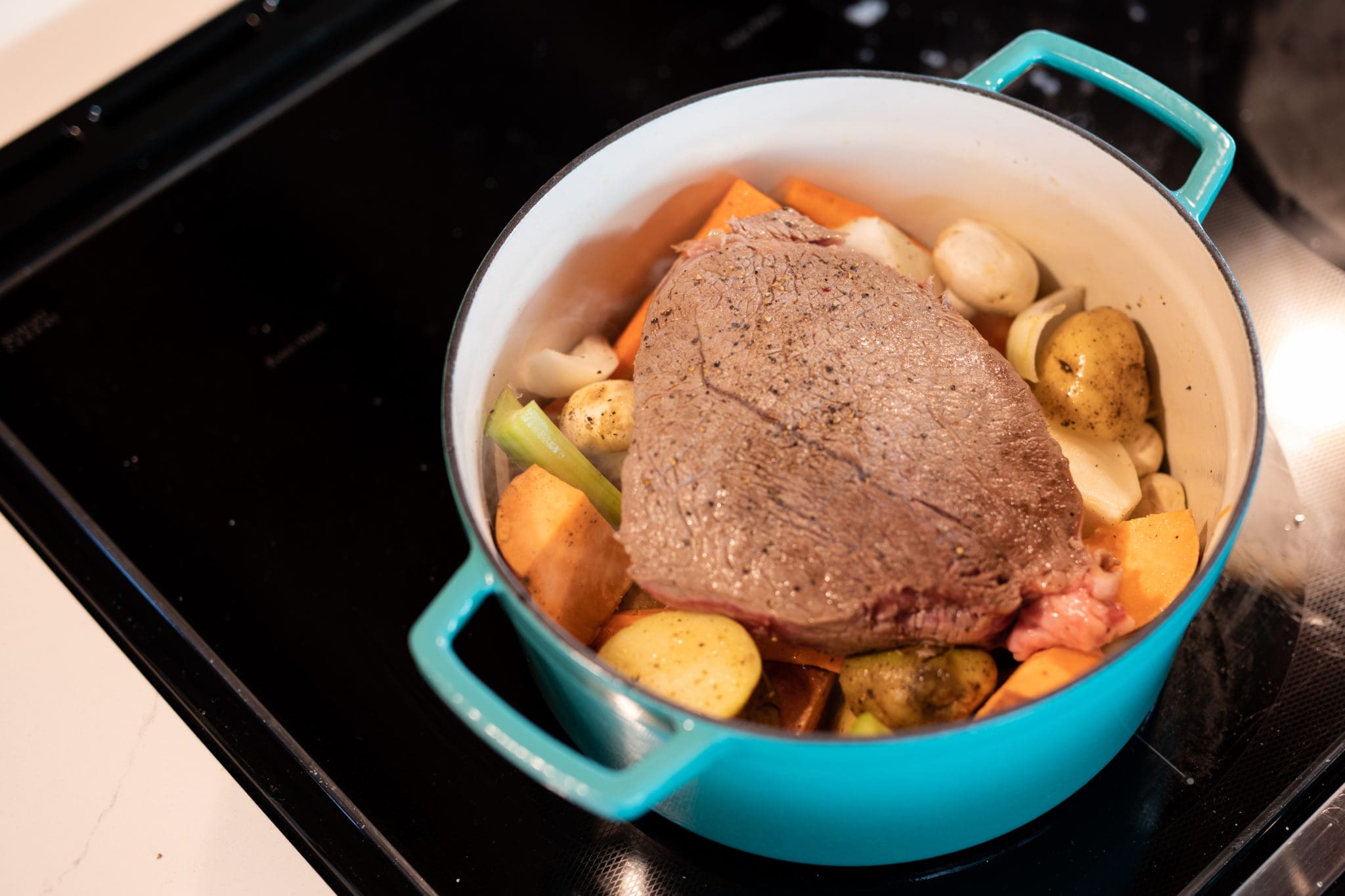Dutch Oven Balsamic and Garlic Pot Roast Living in Yellow
