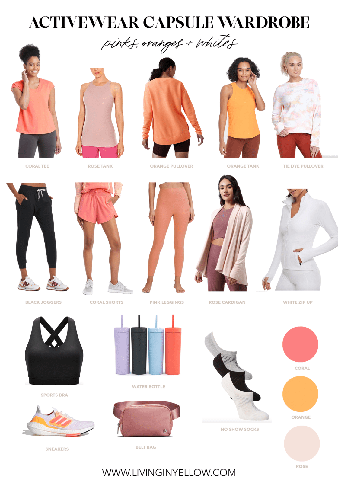 Activewear Capsule Wardrobe / 15 Pieces, 30+ Ways Living in Yellow