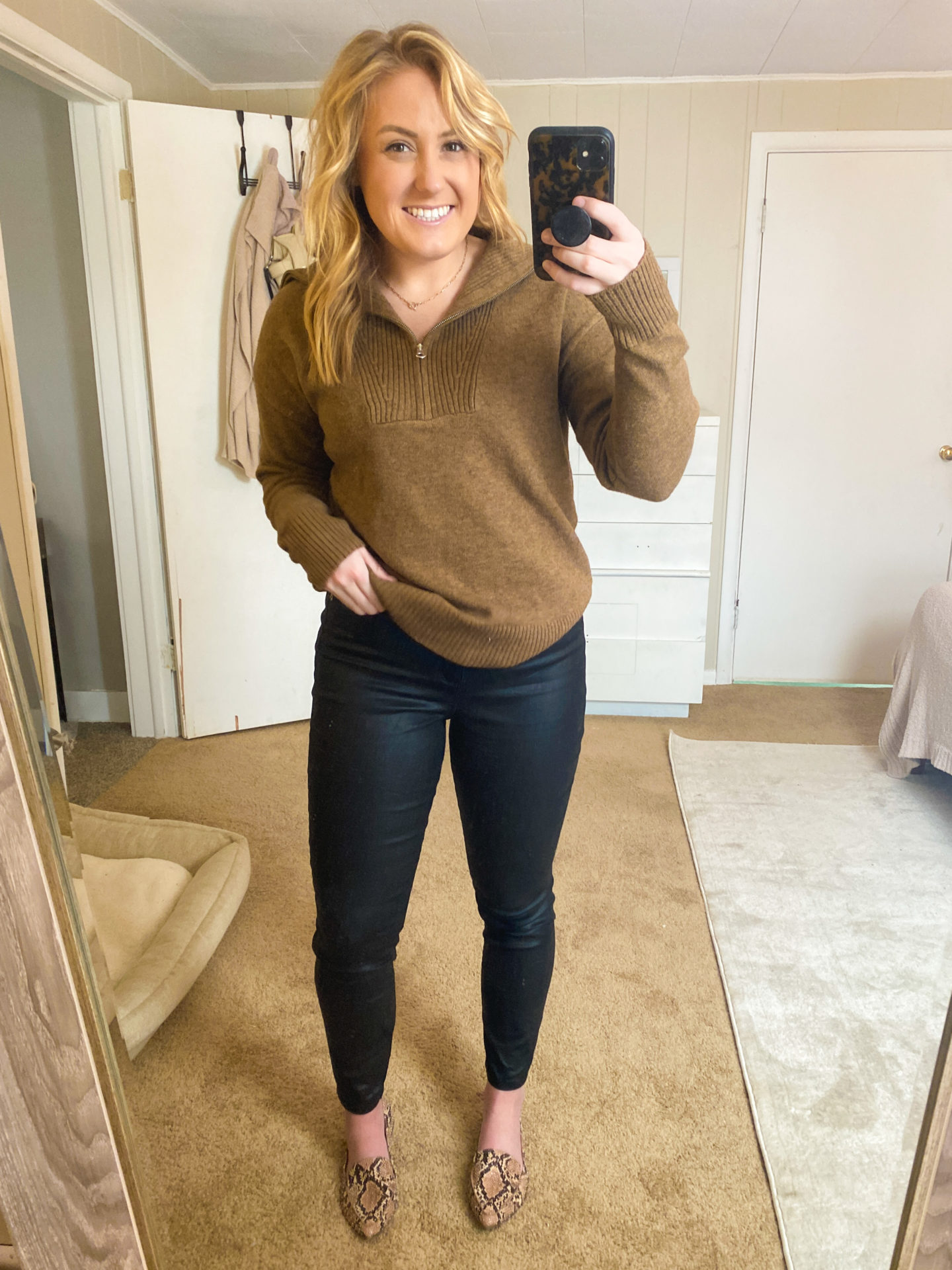Claire Amazon quarter zip sweater scaled