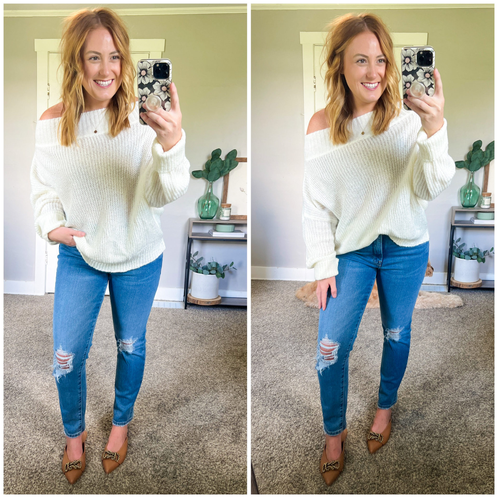 Claire Amazon sweater off shoulder scaled