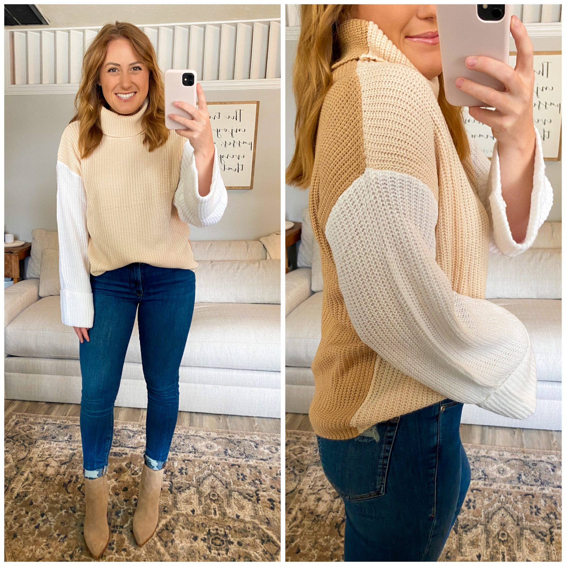 Claire colorblock Amazon sweater scaled