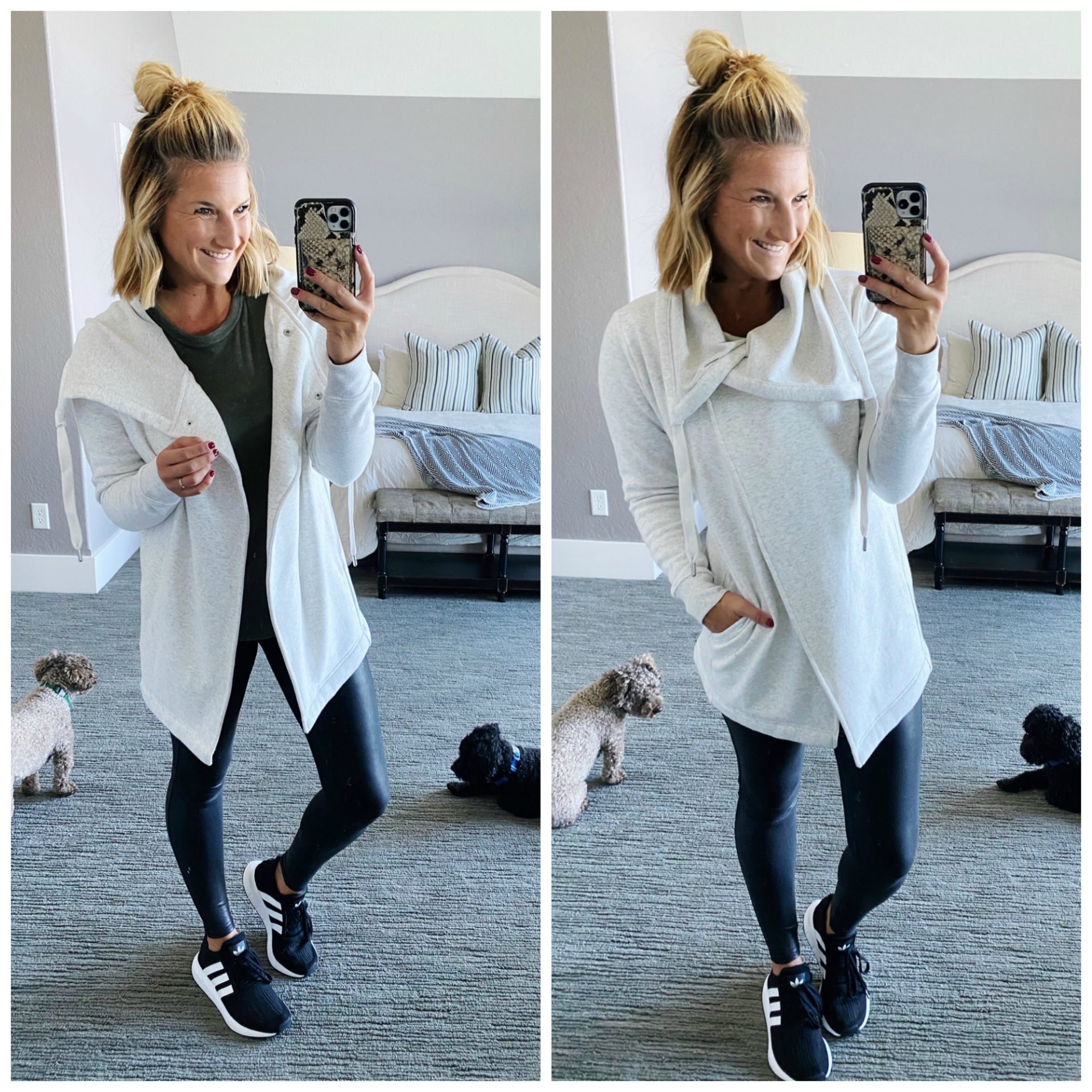SPANX - Throw on our Faux Leather Side Stripe Leggings with an oversized  sweater and some booties to create an edgy but effortless look 💁‍♀️  Available in XS-3X