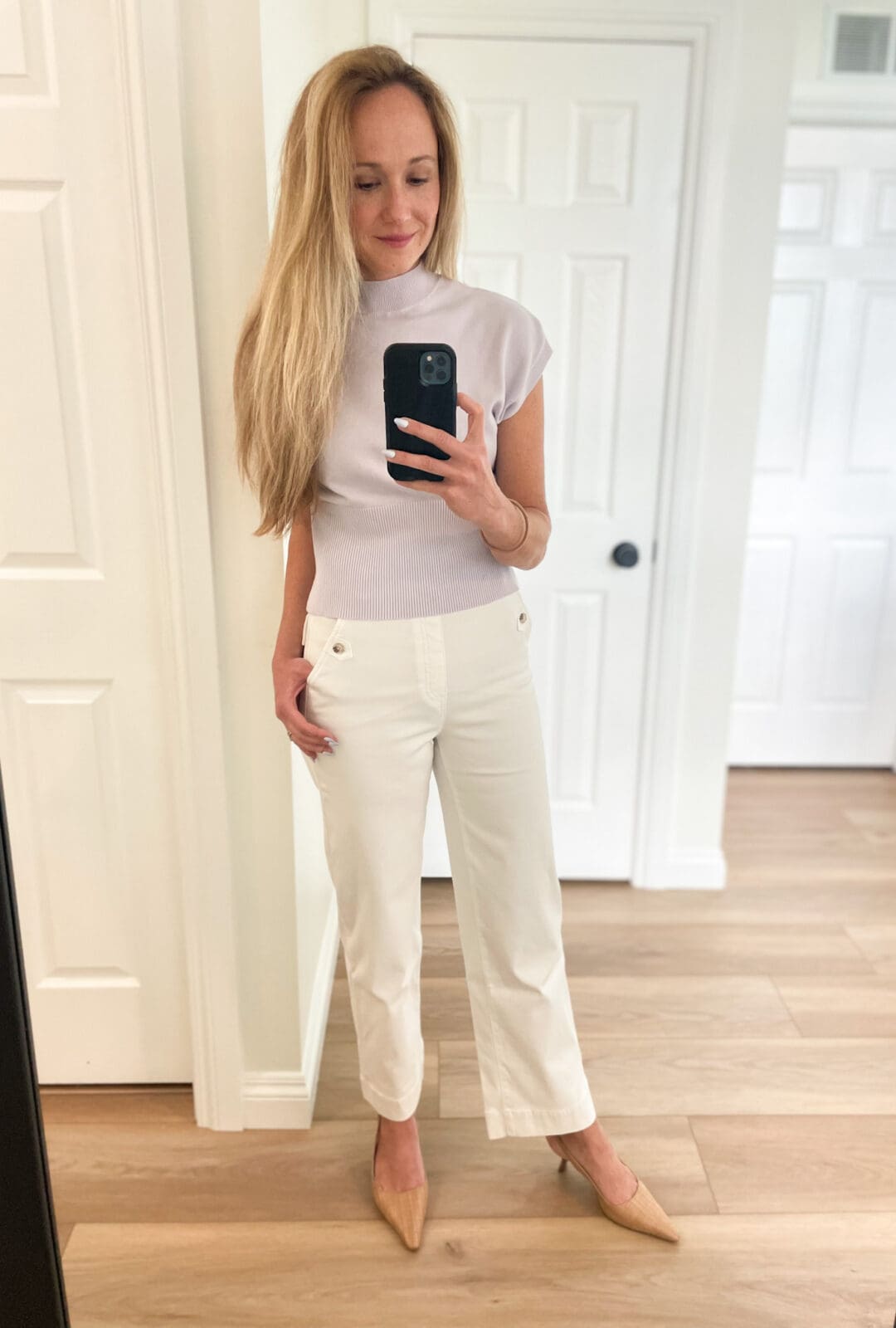 spanx white twill pants