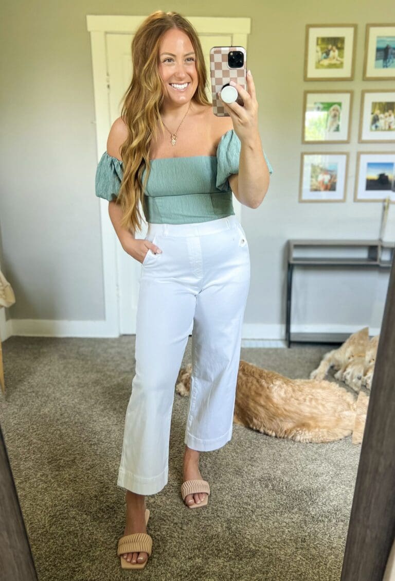 spanx white twill pants